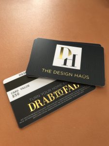 plastic pvc with gold foil gift card printing
